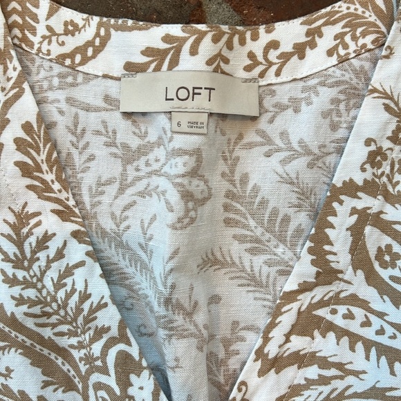 LOFT Cream and Tan Mini Dress - Picture 3 of 6